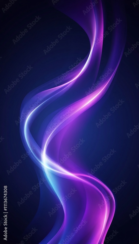 Obraz premium Minimalist Dark Blue and Purple Abstract Digital Art with Smooth Flowing Curves