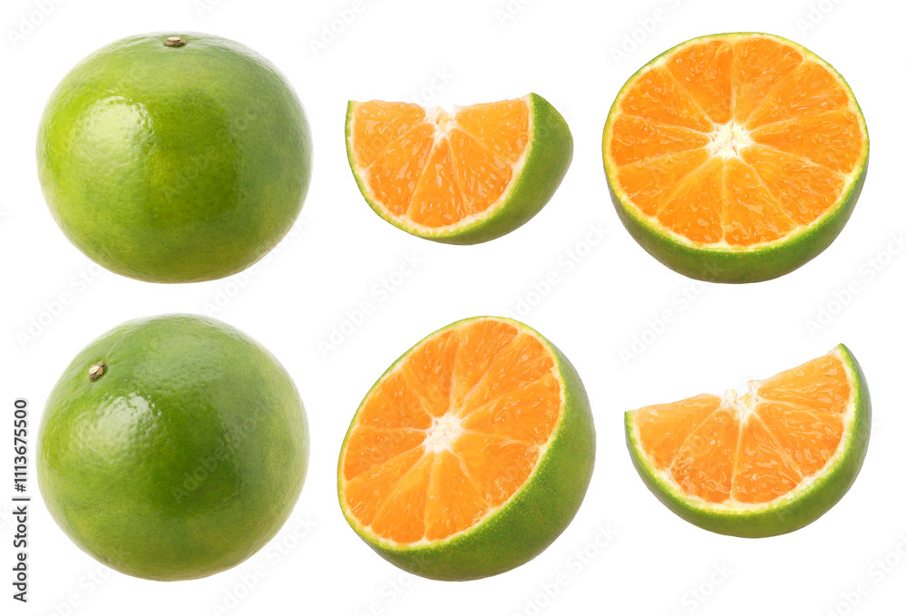 Close-up, Tangerine orange or Clementine, half and slices isolated, transparent PNG, PNG format, cut out Close-up, Tangerine orange or Clementine, half and slices isolated, transparent PNG, PNG format, cut out