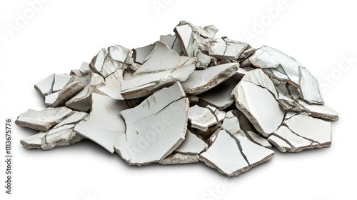 Wallpaper Mural A broken pile of ceramic, sharp textures and cracks visible, neatly isolated on white. Torontodigital.ca