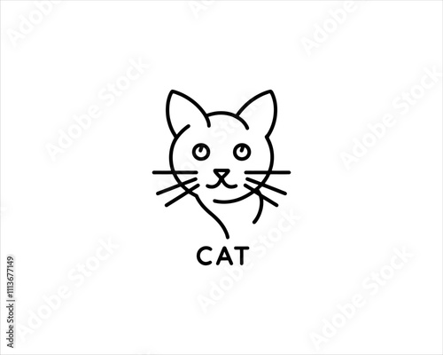 
Minimalist Cat line art logo design icon vector illustration. Animal logotype concept. Cat Outline logo.