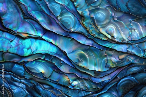 Iridescent blue and green paua  abalone  shell pattern.