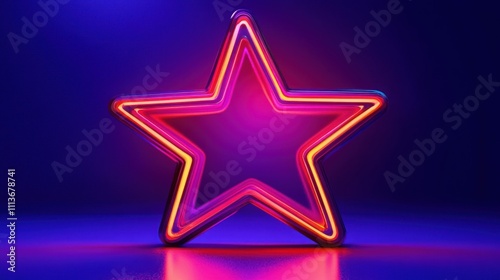 Neon Star on a Blue Background