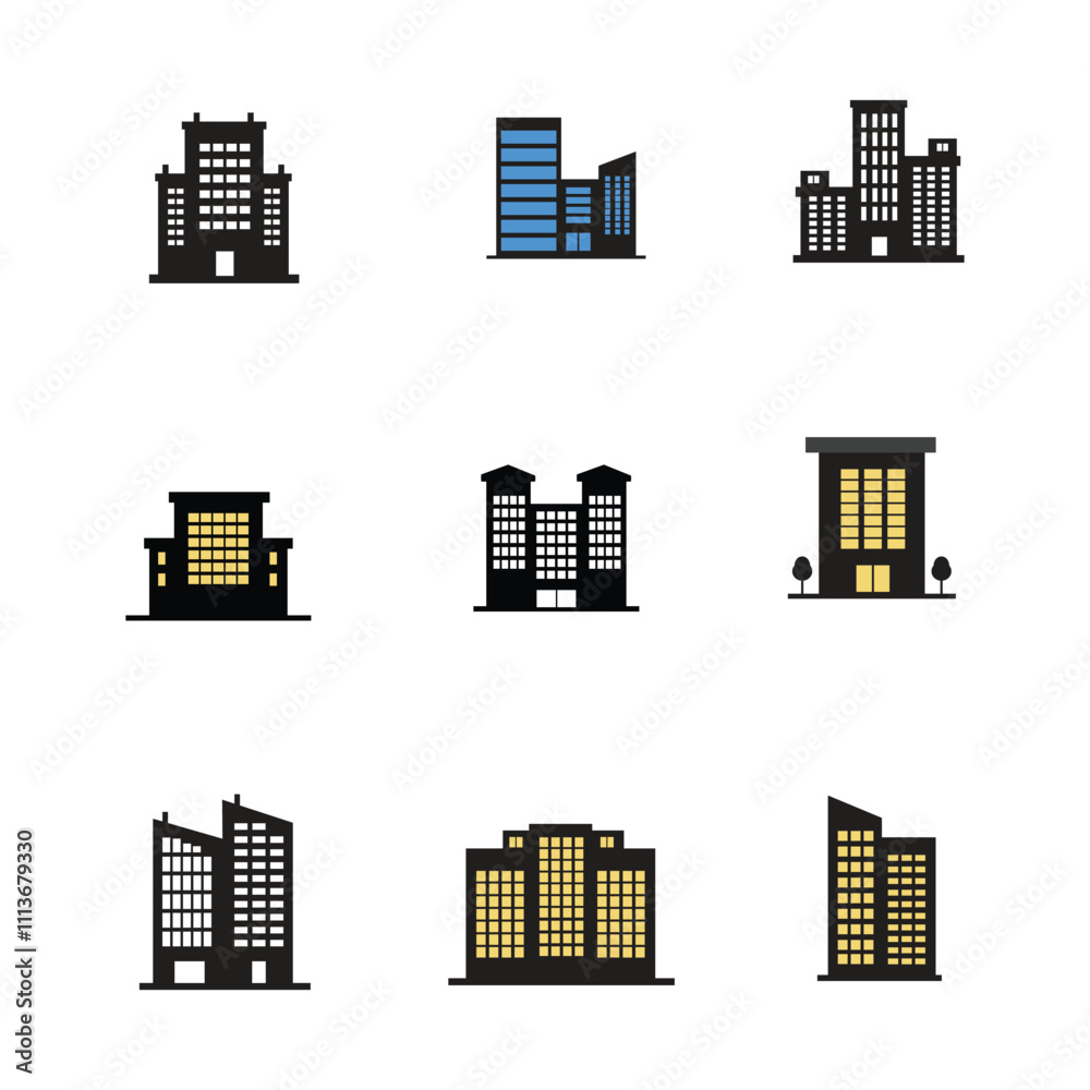 Fototapeta premium House and building icon set. Icons collection 