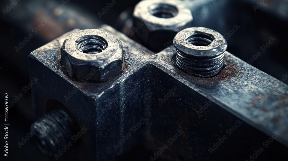 Rusted Metal Bolts and Nuts Close Up View Rusted Metal Bolts and Nuts Close Up View