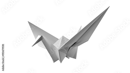 Origami Paper Crane. 3D render on a transparent background. High quality PNG with alpha channel.