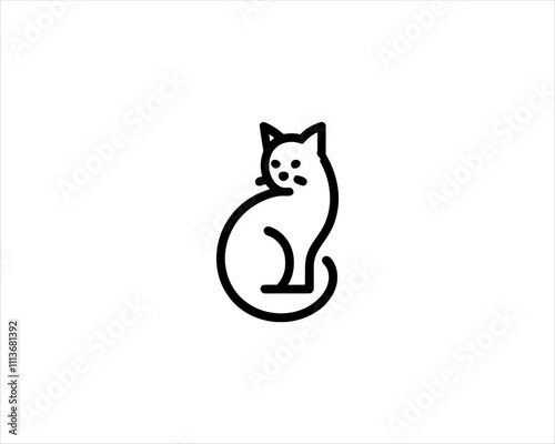 
Minimalist Cat line art logo design icon vector illustration. Animal logotype concept. Cat Outline logo.