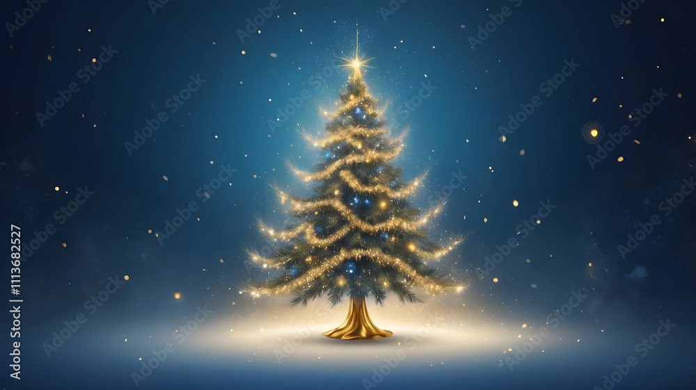 christmas tree with candles, golden christmas tree, christmas tree with stars and snowflakes, blue background, ai generated christmas tree with candles, golden christmas tree, christmas tree with stars and snowflakes, blue background, ai generated
