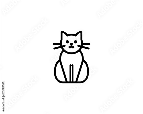 
Minimalist Cat line art logo design icon vector illustration. Animal logotype concept. Cat Outline logo.