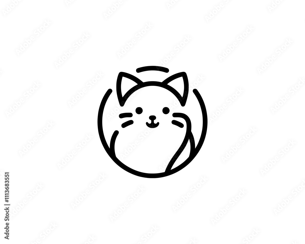 Minimalist Cat line art logo design icon vector illustration. Animal logotype concept. Cat Outline logo.
Minimalist Cat line art logo design icon vector illustration. Animal logotype concept. Cat Outline logo.