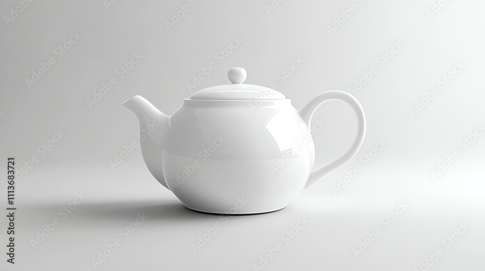 A white ceramic teapot with a lid on a white background. A white ceramic teapot with a lid on a white background.