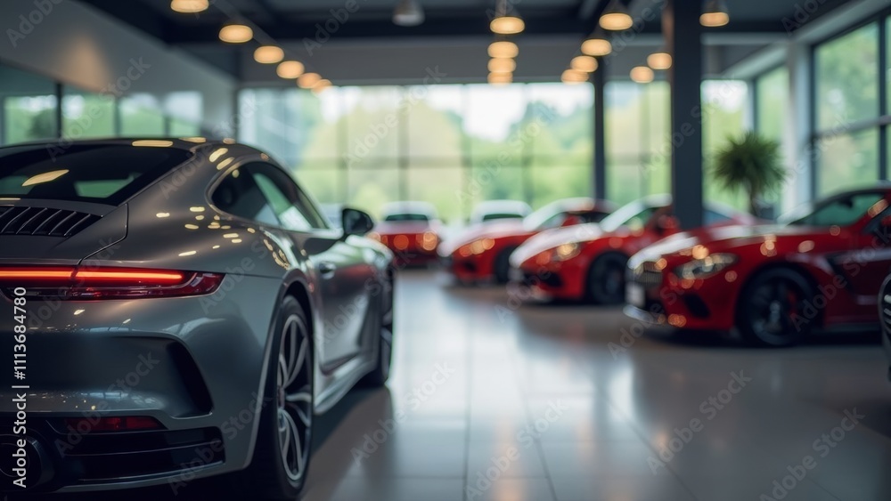 Car showroom with a magnificent view of the cars for sale. Car dealer with many cars indoors Car showroom with a magnificent view of the cars for sale. Car dealer with many cars indoors