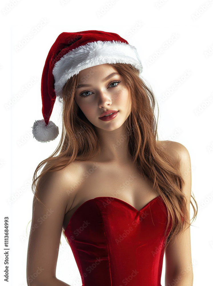 Young woman in Santa costume isolated on white background Young woman in Santa costume isolated on white background