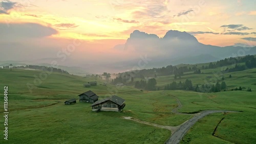 Morning in the dolomite mountains