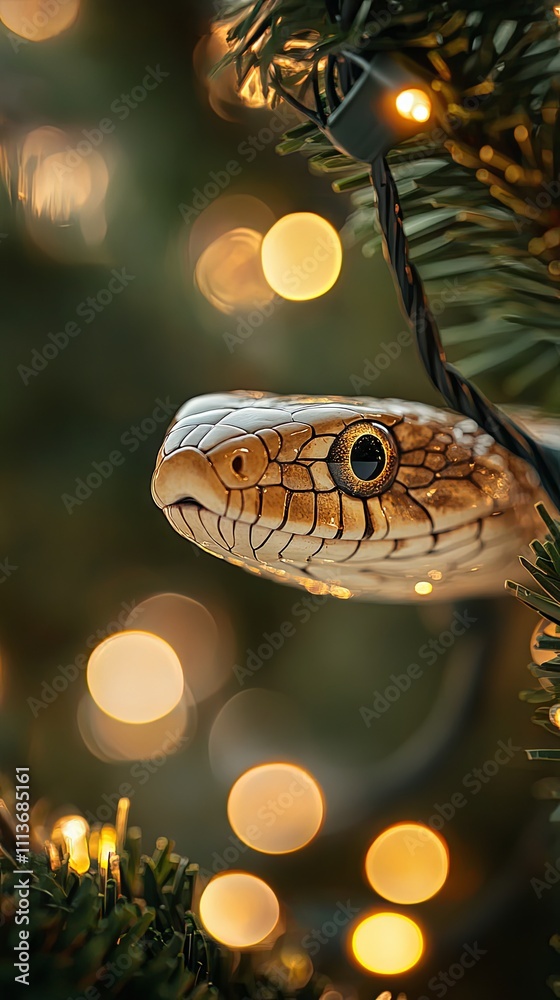 Christmas Snake on a Tree with Warm Lights Christmas Snake on a Tree with Warm Lights