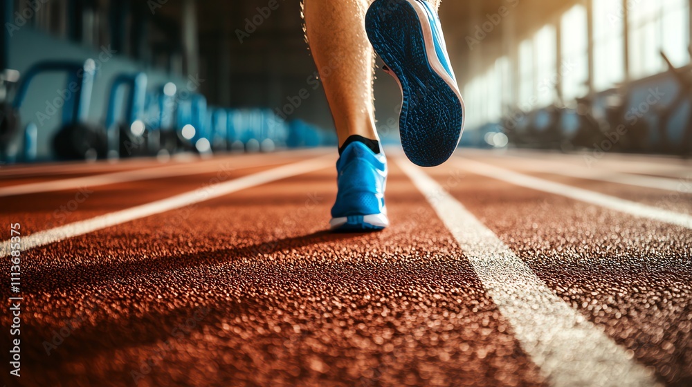 Fototapeta premium Close up of runners feet running on a track.