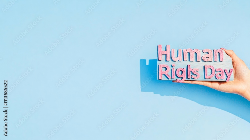 Minimalist Human Rights Day Design with Text on Blue Gradient for Celebrations and Awareness Minimalist Human Rights Day Design with Text on Blue Gradient for Celebrations and Awareness