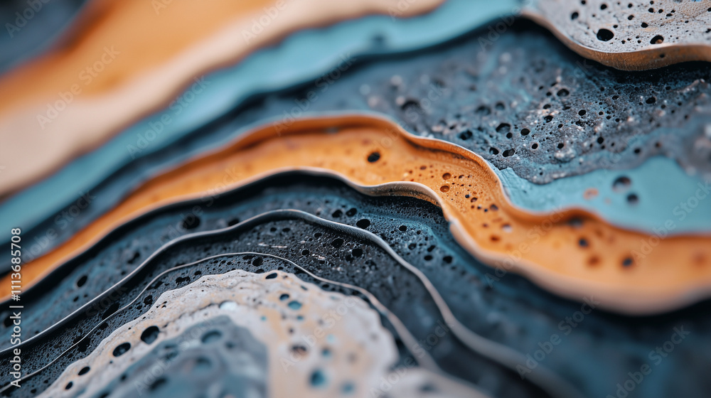 Close-up of textured acrylic paint layers with bold color contrasts Close-up of textured acrylic paint layers with bold color contrasts