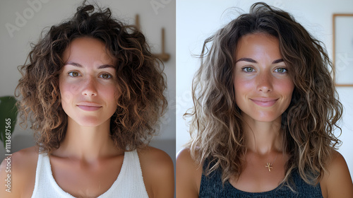 Before & After Curly Hair Transformation Natural to Blonde Balayage