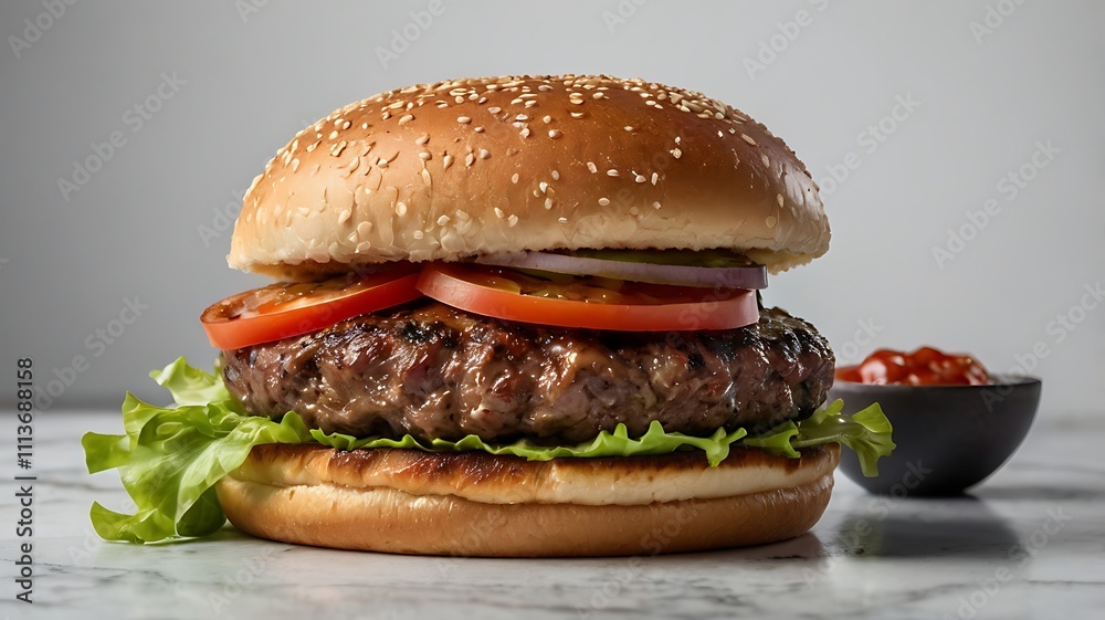 Double beef burger on white background Double beef burger on white background