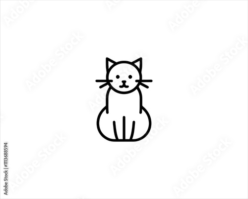 
Minimalist Cat line art logo design icon vector illustration. Animal logotype concept. Cat Outline logo.