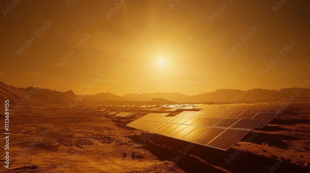 Martian Solar Panels Under a Setting Sun Martian Solar Panels Under a Setting Sun