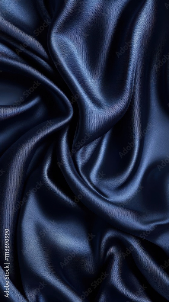 Elegant Draped Navy Blue Satin Fabric Texture Elegant Draped Navy Blue Satin Fabric Texture