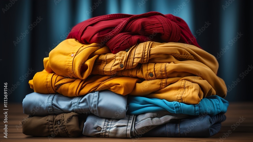 Stack of clothes empty copy space. HD 8K wallpaper Stock Photographic Image Stack of clothes empty copy space. HD 8K wallpaper Stock Photographic Image