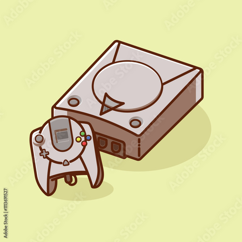 Simple game console and controller SEGA Dreamcast cartoon vector illustration Collection of game console concept icon isolatedtitled-2