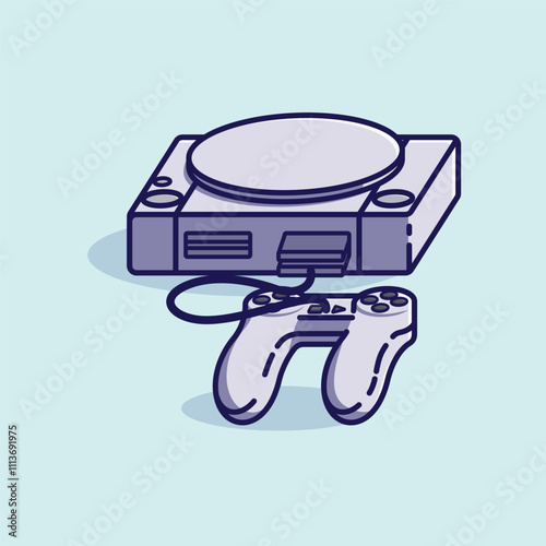 Simple game console and controller playstation 1 cartoon vector illustration Collection of game console concept icon isolated