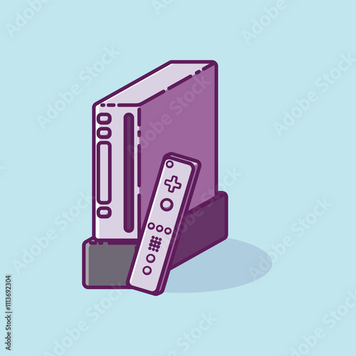 Simple game console and controller Nintendo Wii cartoon vector illustration Collection of game console concept icon isolated