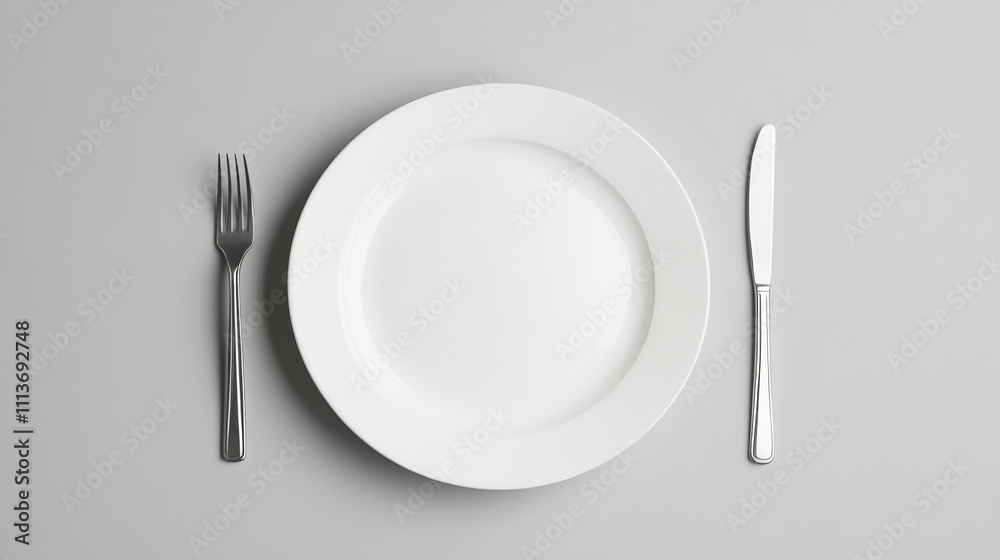 Empty plate with fork and knife. Empty plate with fork and knife.