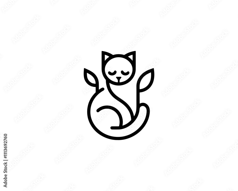 Minimalist Cat line art logo design icon vector illustration. Animal logotype concept. Outline cat logo. Minimalist Cat line art logo design icon vector illustration. Animal logotype concept. Outline cat logo.