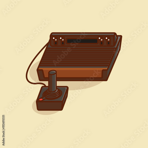 Simple console and joystick Atari 2600 cartoon vector illustration Collection of game console concept icon isolated