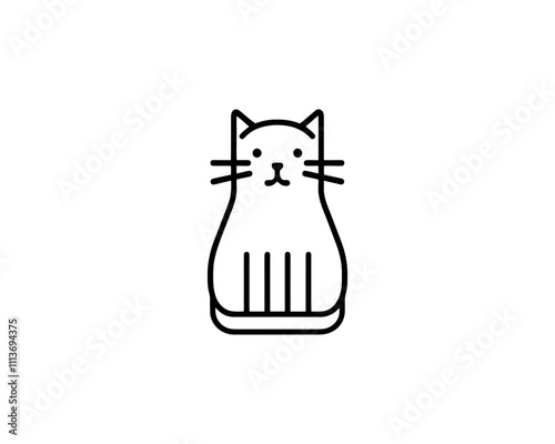 Minimalist Cat line art logo design icon vector illustration. Animal logotype concept. Outline cat logo.