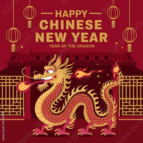 Happy Chinese New Year Dragon Celebration Design