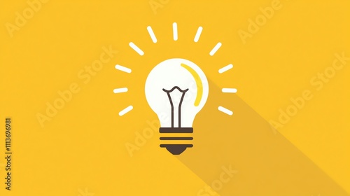 A lightbulb icon with a long shadow on a yellow background, representing a new idea.