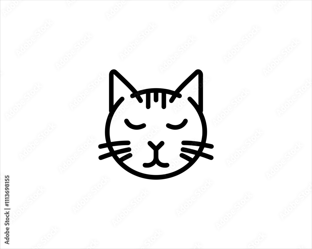 Minimalist Cat line art logo design icon vector illustration. Animal logotype concept. Outline cat logo. Minimalist Cat line art logo design icon vector illustration. Animal logotype concept. Outline cat logo.