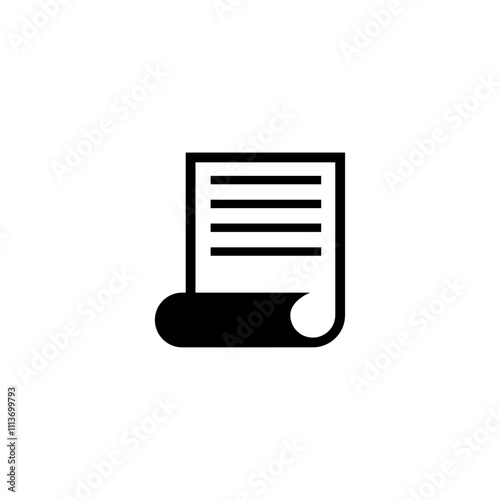 Black and white vector icon depicting a scrolled document or certificate.