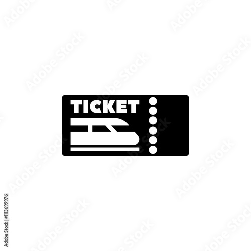 Modern black vector icon depicting a train ticket.