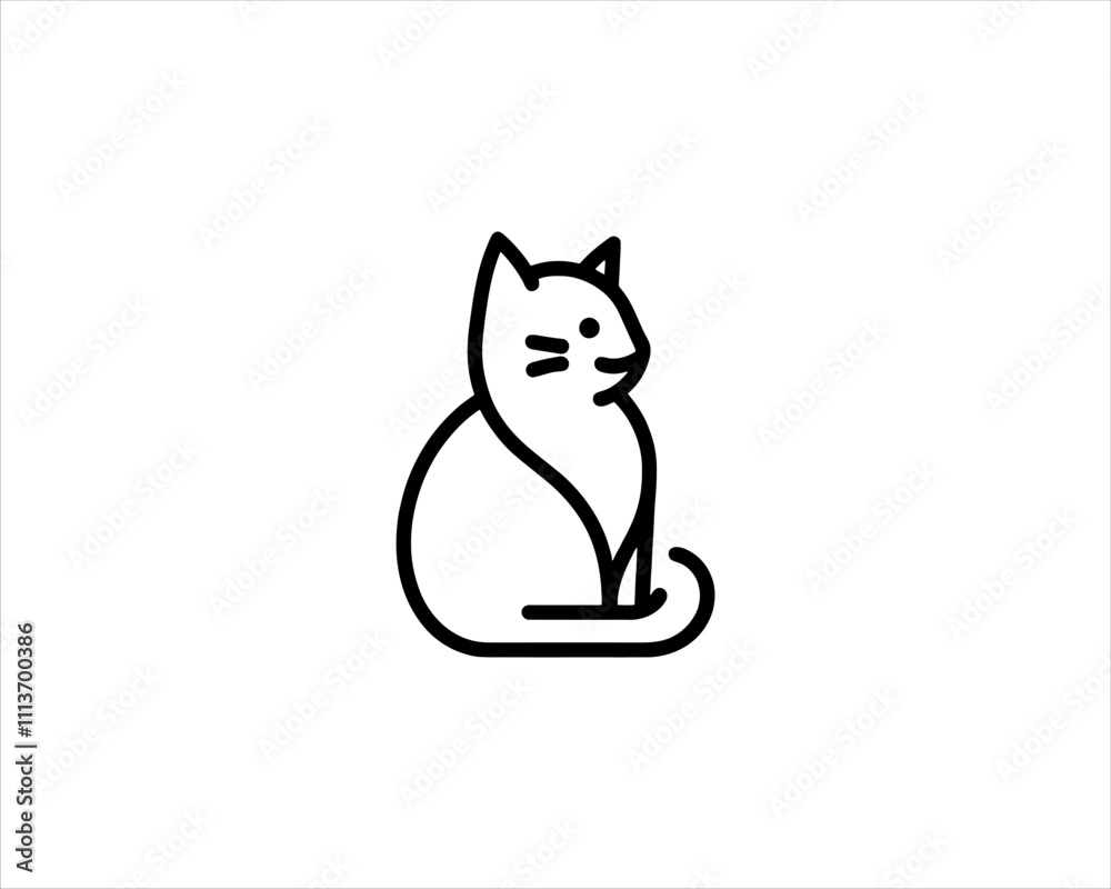 Minimalist Cat line art logo design icon vector illustration. Animal logotype concept. Outline cat logo. Minimalist Cat line art logo design icon vector illustration. Animal logotype concept. Outline cat logo.