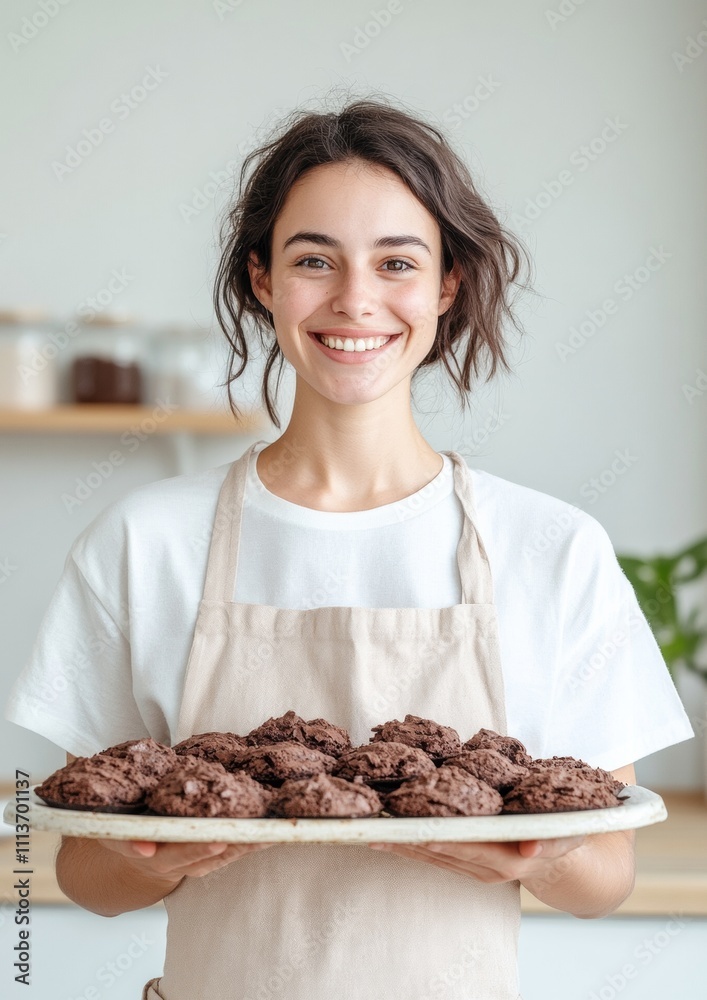 Joyful Baker Celebrating National Brownie Day in a Cozy Kitchen for Holiday Cheer Joyful Baker Celebrating National Brownie Day in a Cozy Kitchen for Holiday Cheer