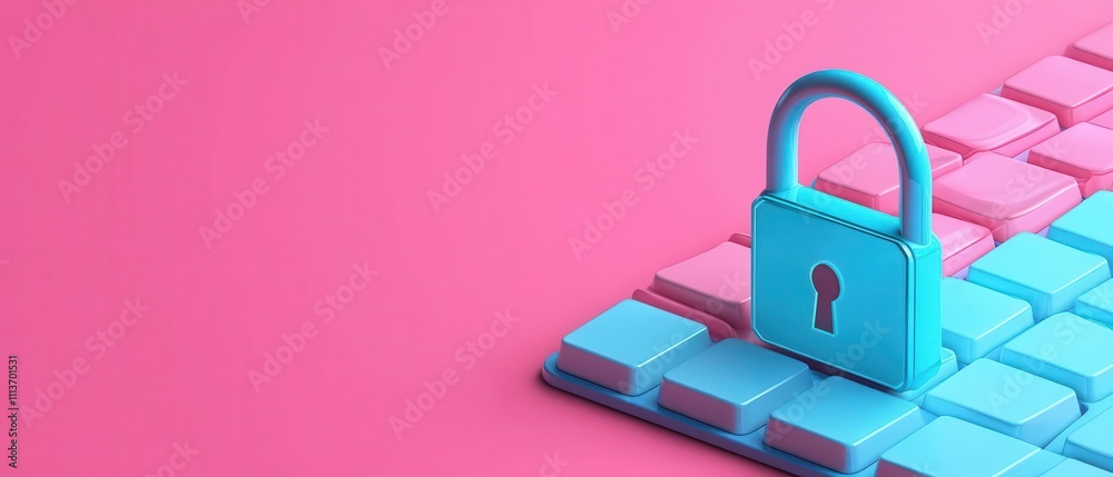 Obraz premium Cybersecurity solutions, abstract web safety visuals, 3D illustration