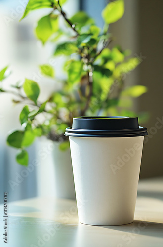 Coffee cup with greenery