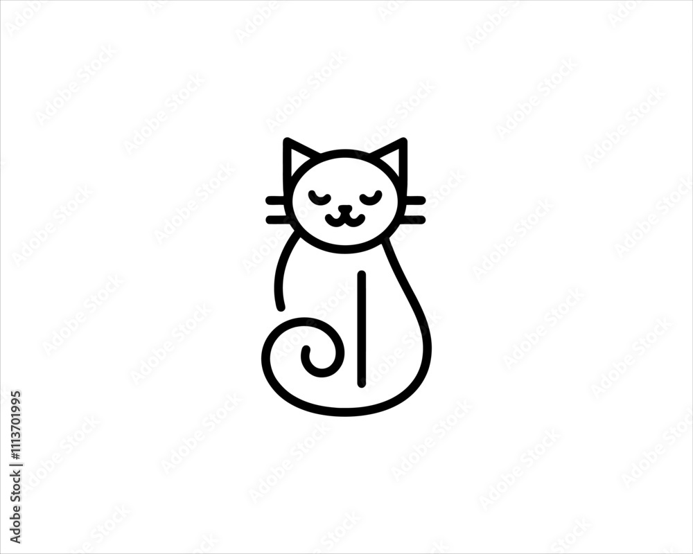 Minimalist Cat line art logo design icon vector illustration. Animal logotype concept. Outline cat logo. Minimalist Cat line art logo design icon vector illustration. Animal logotype concept. Outline cat logo.
