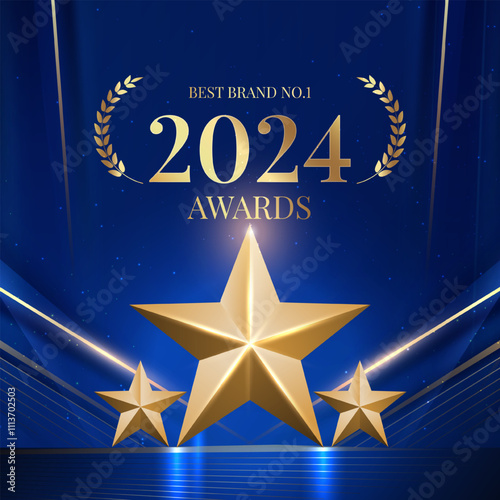 Best Award gold laurel wreath badge logo design tree star vector illustration isolated on black background.