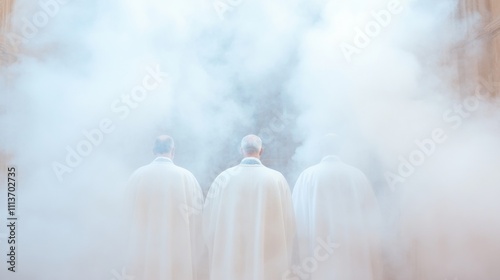 Feast of the Immaculate Conception Mass Priests in White Amidst Incense in Grand Cathedral - Christmas & Easter Service Inspiration