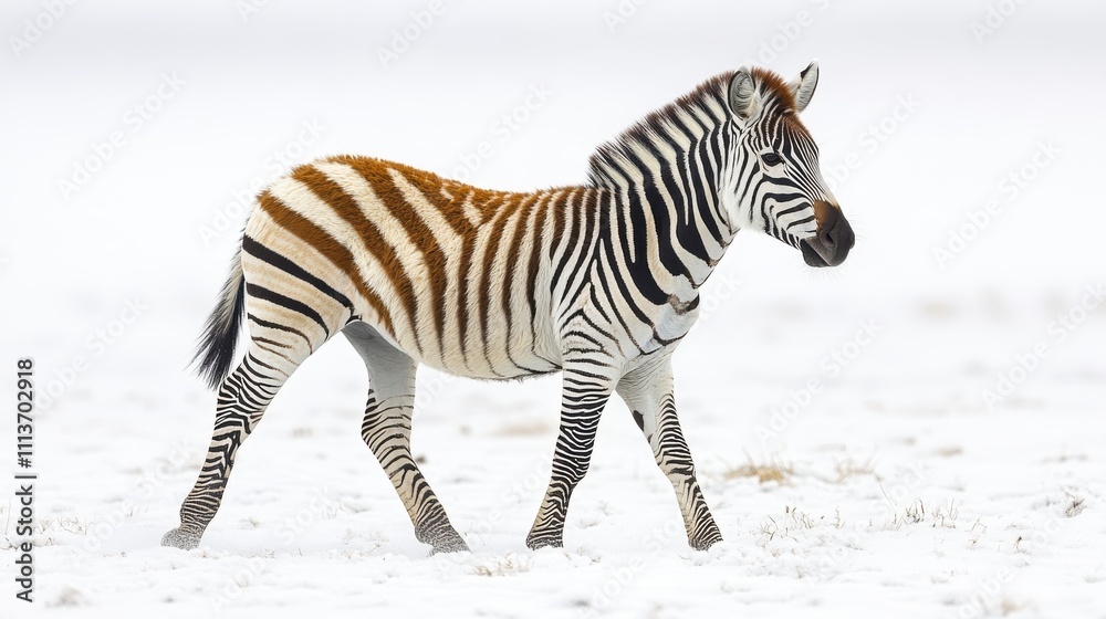 Fototapeta premium a zebra walking on a white background