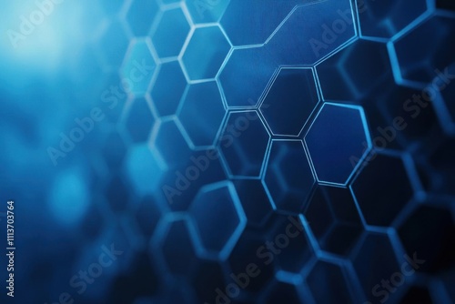 Abstract Blue Hexagon Pattern Background - Digital Technology and Innovation