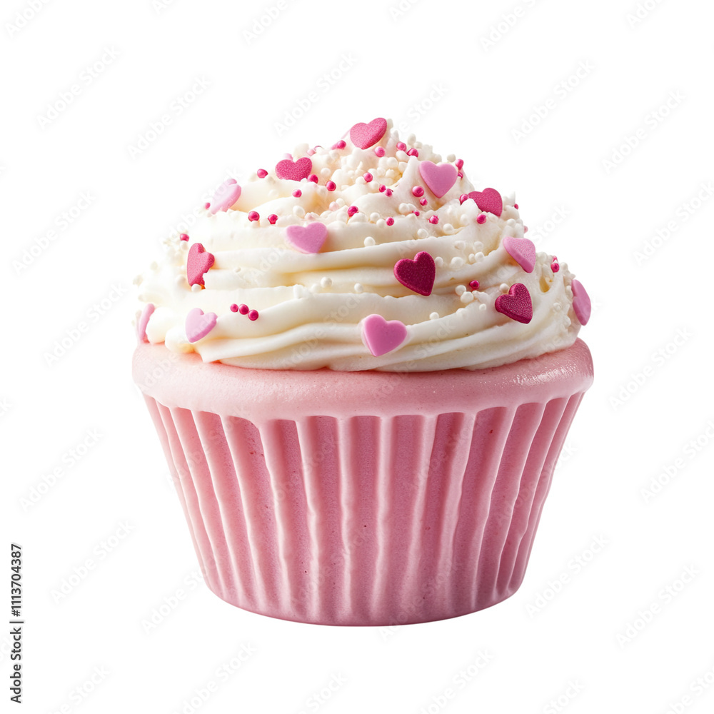 Adorable Pink Cupcake with Heart Toppings Adorable Pink Cupcake with Heart Toppings