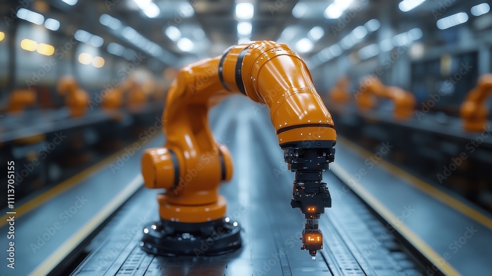 an orange robotic arm